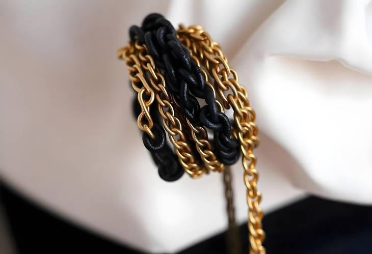 Luxurious Chain Bracelets on Charcoal Surface A CloseUp Perspective